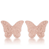 Jess Glittery Butterfly Rose Gold Stud Earrings