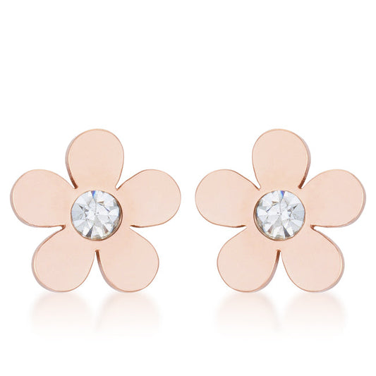 Daisy 0.3 ct CZ Rose Gold Flower Stud Earrings