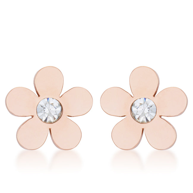 Daisy 0.3 ct Crystal Rose Gold Flower Stud Earrings