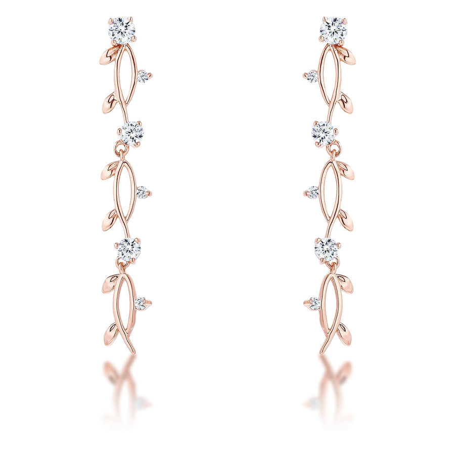 Vine Drop Earrings, Rose Gold Plated (1.1 Ct)