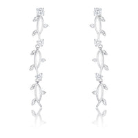 Vine Design Rhodium Drop Earrings