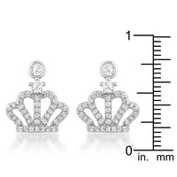 Rhodium Crown Crystal Drop Earrings, 0.5 Ct