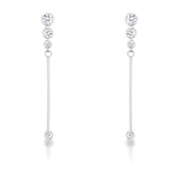 Graduated Rhodium-Plated Drop Cubic Zirconia Earrings