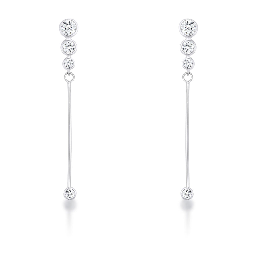 Graduated Rhodium-Plated Drop Cubic Zirconia Earrings