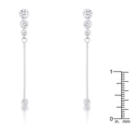 Graduated Rhodium-Plated Drop Cubic Zirconia Earrings