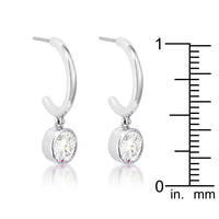 7mm Crystal Rhodium-Plated Drop Hooplet Earrings