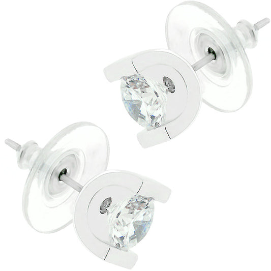 Brilliant Cubic Zirconia Stud Earrings