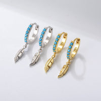 Sterling Silver Created Turquoise Hoop Earrings