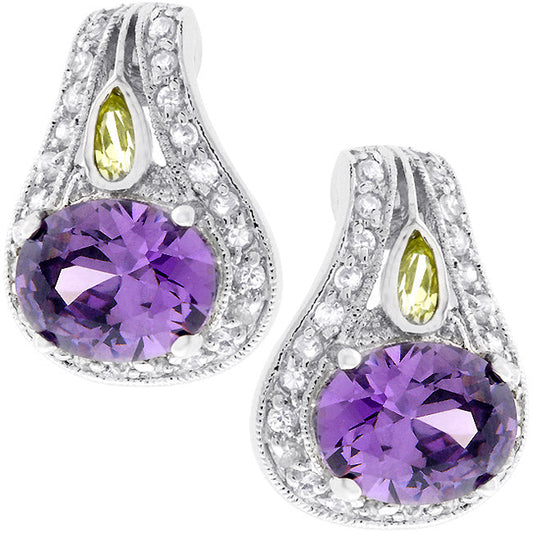 Majestic Amethyst Cubic Zirconia Stud Earrings