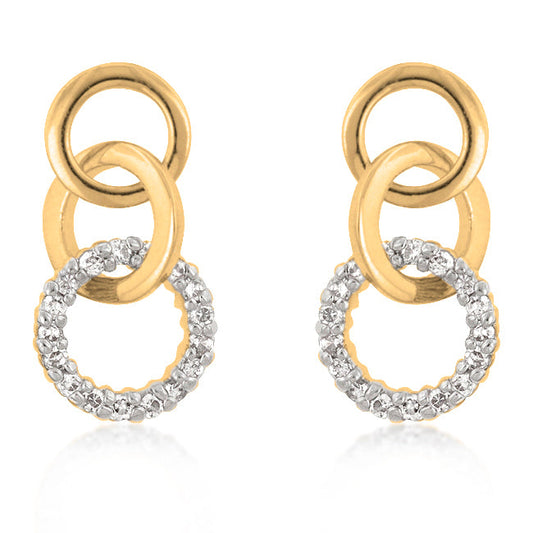 Triplet Hooplet Earrings in Goldtone