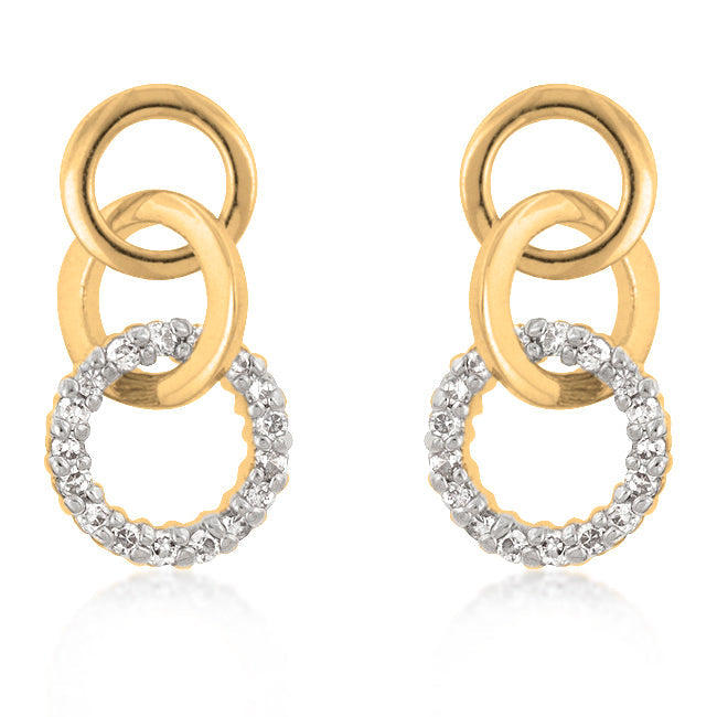 Triplet Hooplet Earrings in Goldtone