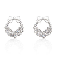 Holiday Wreath Clear Crystal Earrings