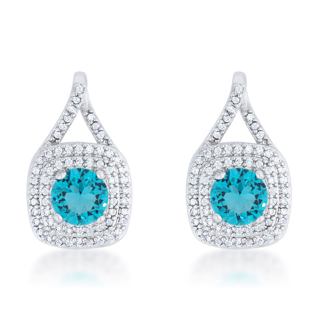 Christal Aqua Crystal Rhodium Drop Earrings