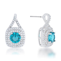 Christal Aqua Crystal Rhodium Drop Earrings