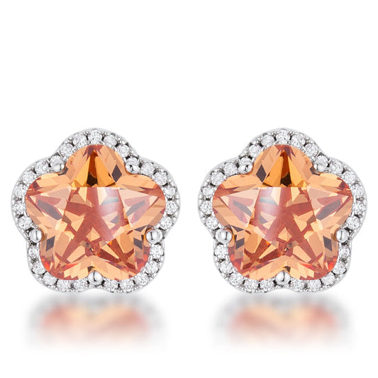 Floral Champagne CZ Stud Earrings