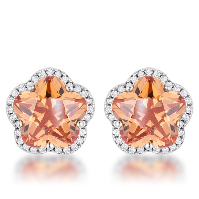 Floral Champagne Crystal Stud Earrings