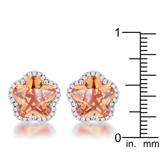 Floral Champagne CZ Stud Earrings