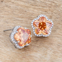 Floral Champagne Crystal Stud Earrings
