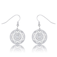 Interlocking Circle Rhodium and Cubic Zirconia Earrings