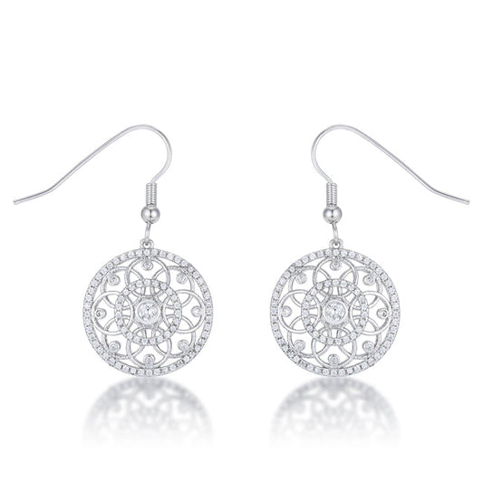 Interlocking Circle Rhodium and Cubic Zirconia Earrings