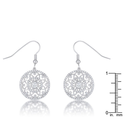 Interlocking Circle Rhodium and Cubic Zirconia Earrings