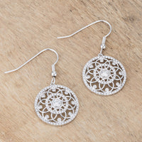 Interlocking Circle Rhodium and Cubic Zirconia Earrings