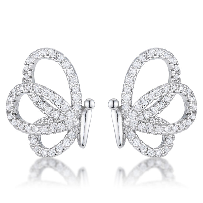 0.45 Ct CZ Butterfly Stud Earrings
