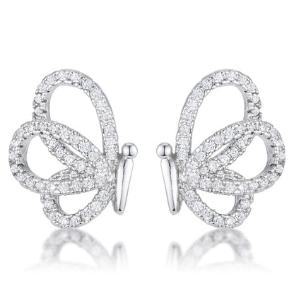 0.45 Ct CZ Butterfly Stud Earrings