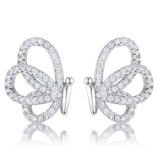 0.45 Ct CZ Butterfly Stud Earrings