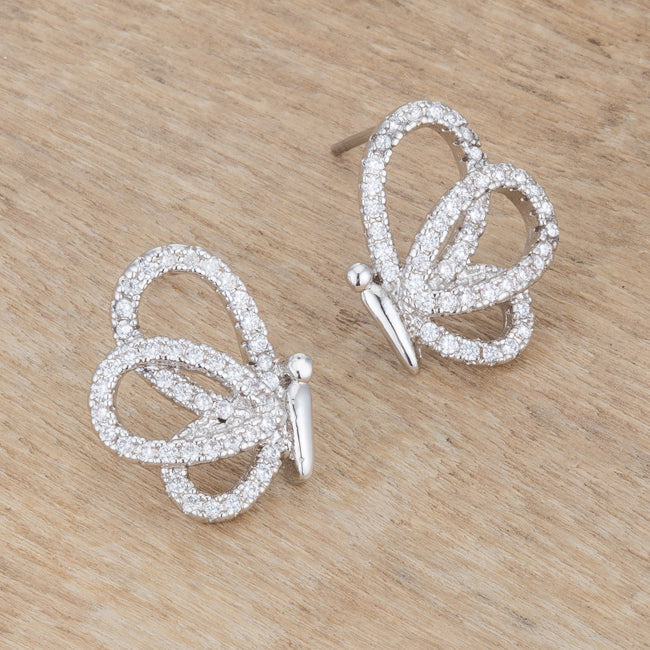 0.45 Ct CZ Butterfly Stud Earrings