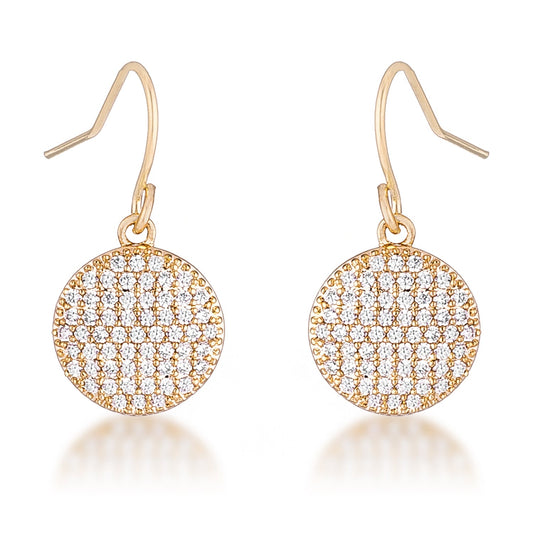 Elegant .6 Ct CZ Gold Plated Disk Earrings