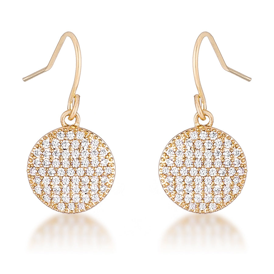 Elegant .6 Ct Crystal Gold Plated Disk Earrings