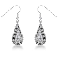 Tear Drop Rhodium Earrings with Cubic Zirconia