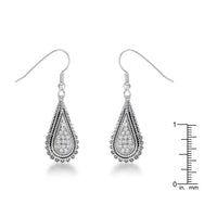 Tear Drop Rhodium Earrings with Cubic Zirconia