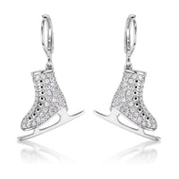 Delicate .85 Ct Rhodium Plated Ice Skate Earrings