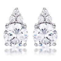 Rhodium-Plated 9mm Clear Crystal Stud Earring