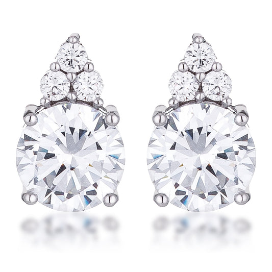 Rhodium-Plated 9mm Clear CZ Stud Earring