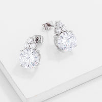 Rhodium-Plated 9mm Clear Crystal Stud Earring