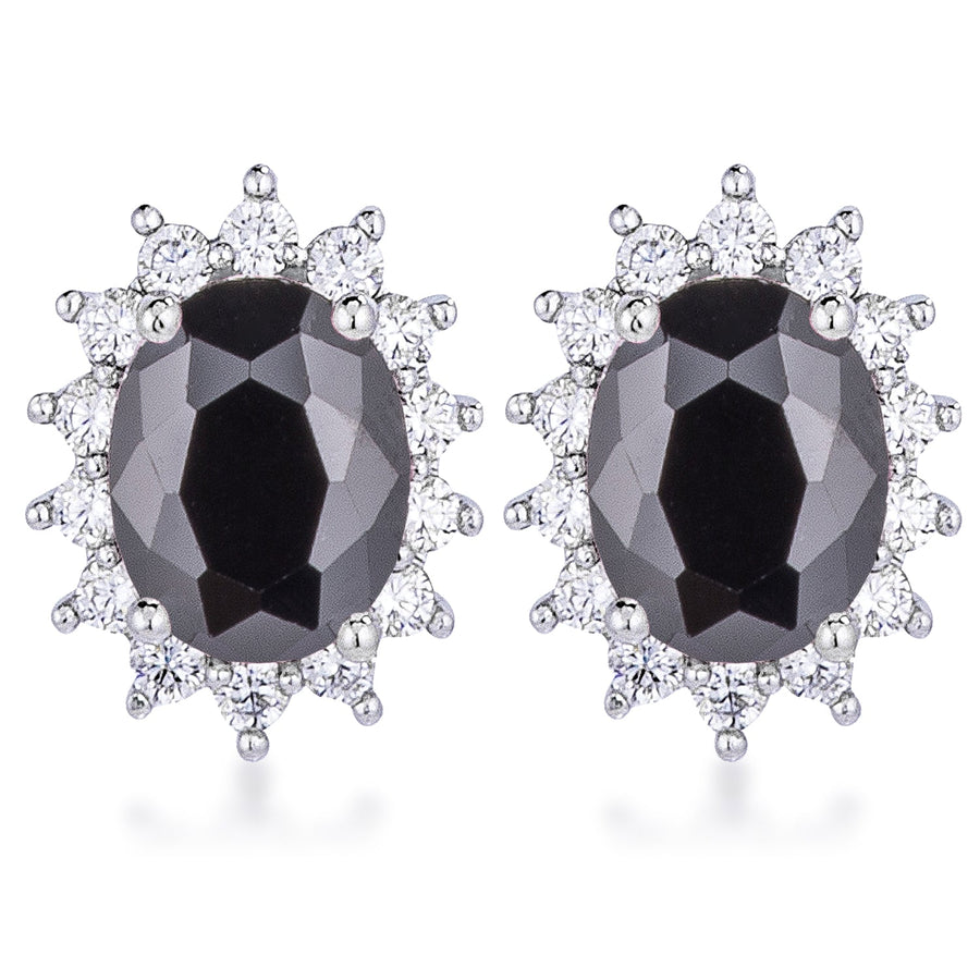 Black Petite Royal Oval Earrings