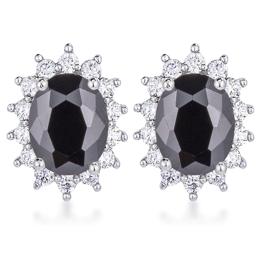 Petite Royal Oval Earrings in Black