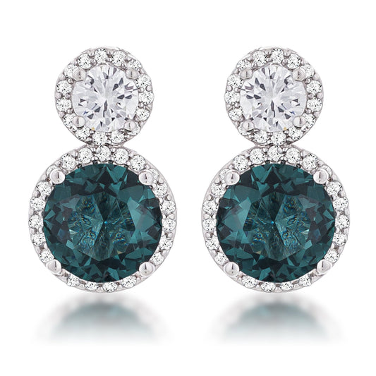 Blue Green Snowman Cubic Zirconia Earrings