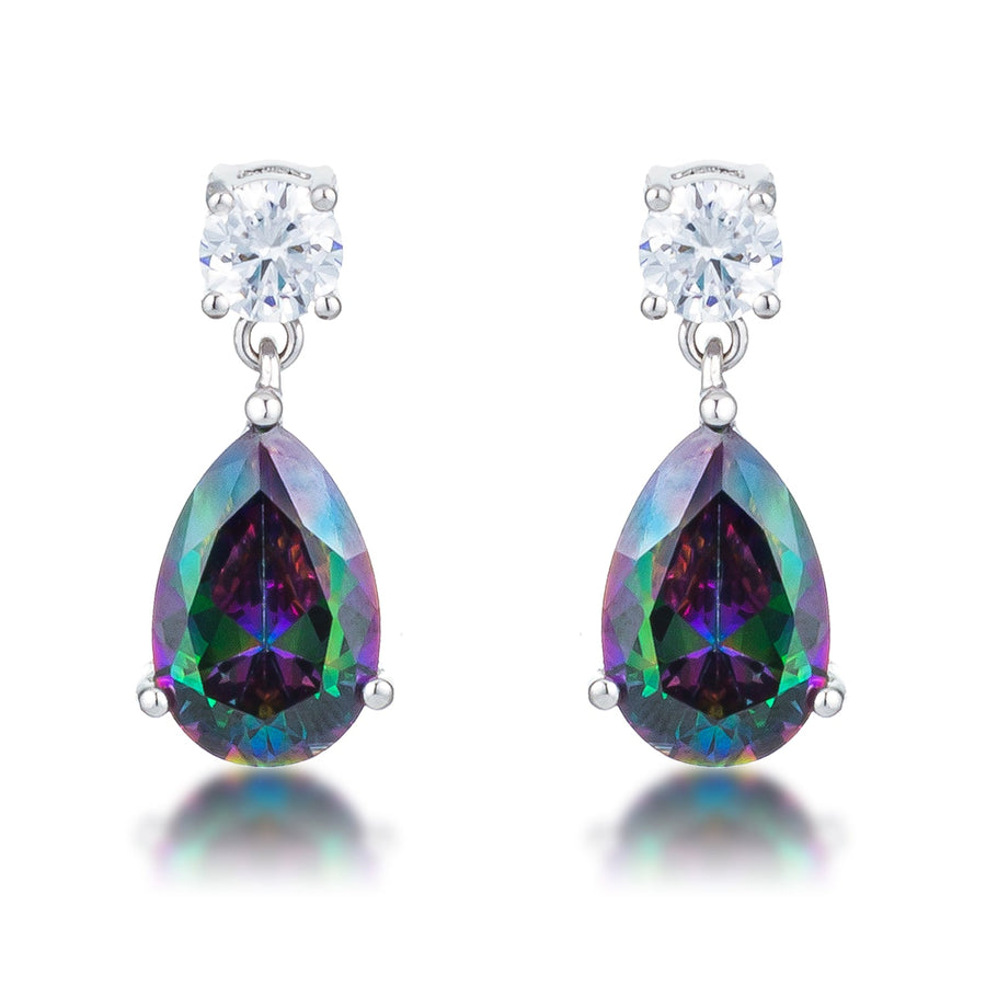 Rhodium Mystic Iridescent Teardrop Earrings