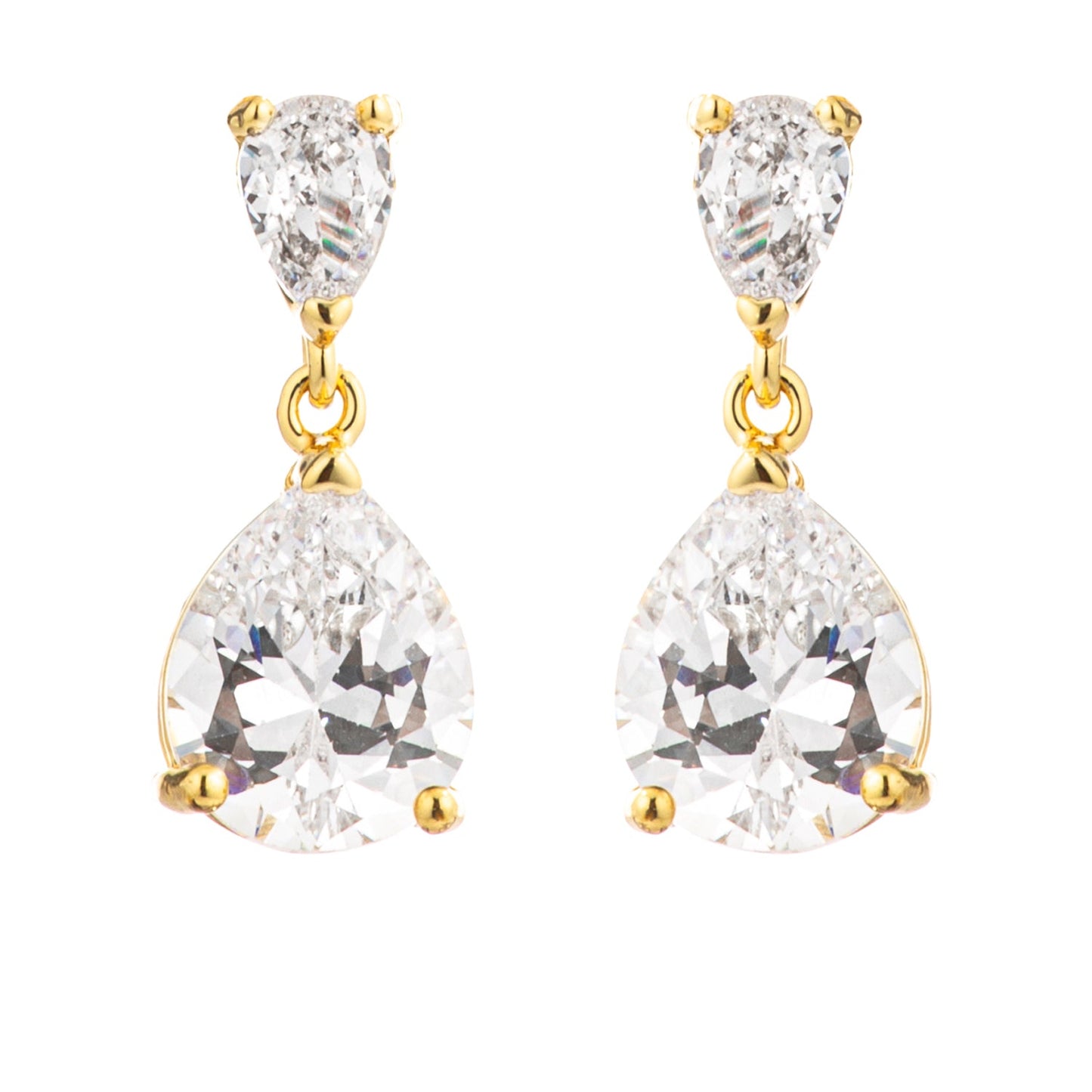 18k Gold Plated Double Pear Drop Earrings
