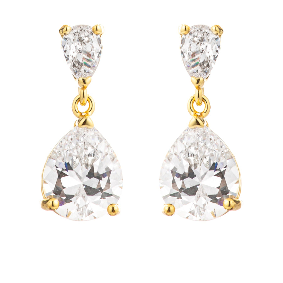18k Gold Plated Double Pear Drop Earrings