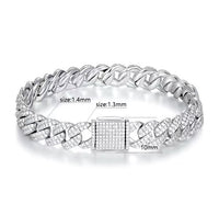 10mm Moissanite D Color Sterling Silver Cuban Link Bracelet