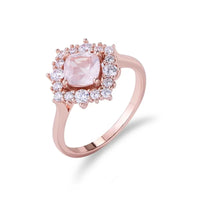Rose Gold Plated Sterling Silver Natural Rose Quartz Ring