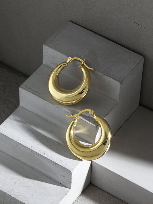 Chunky Hoops in 925 Sterling Silver with Gold Plating