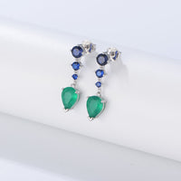 Sterling Silver Blue & Green Dangle Drop Earrings