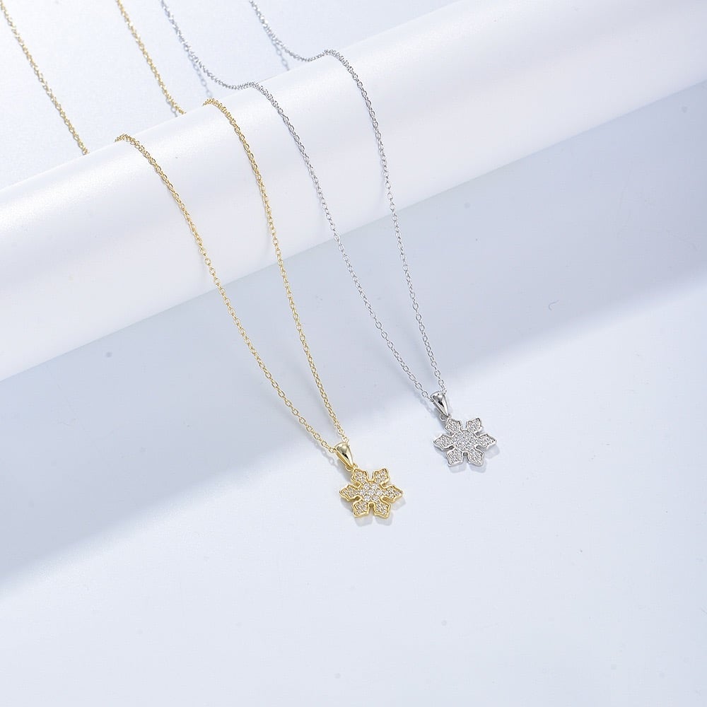 Cubic Zirconia Snowflake Pendant Necklace