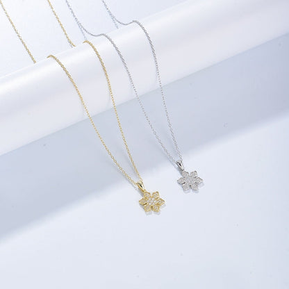 Cubic Zirconia Snowflake Pendant Necklace